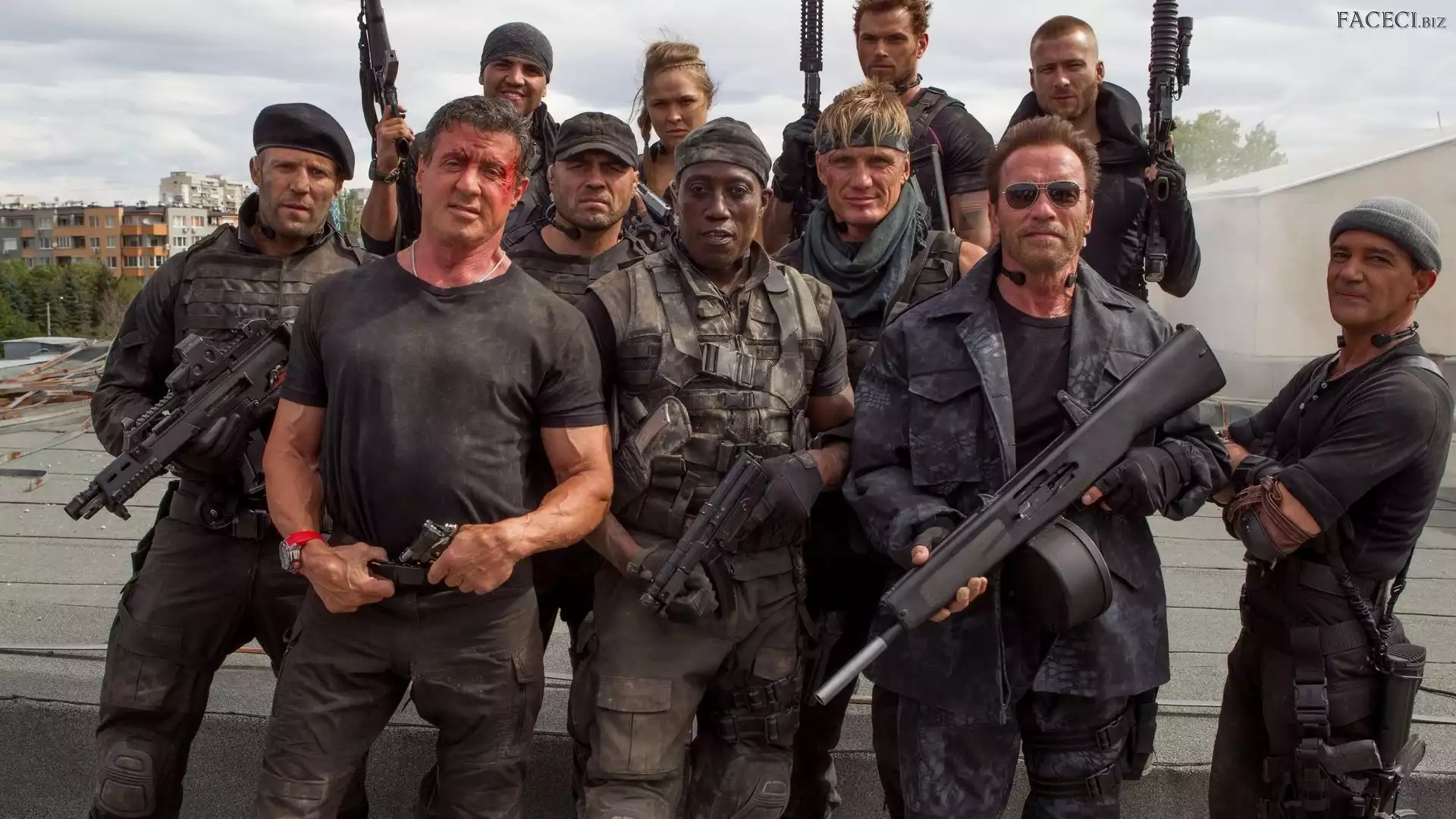 Sylvester Stallone, Antonio Banderas, Wesley Snipes, Arnold Schwarzenegger, Film, Niezniszczalni 3, Dolph Lundgren, Jason Statham, The Expendables 3, Randy Couture